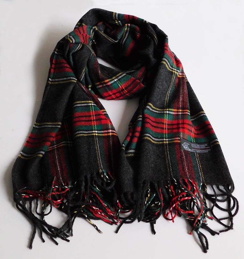 New Men’s Winter Italy Design Check Plaid Super Soft Scarf/ Black/Green/Red