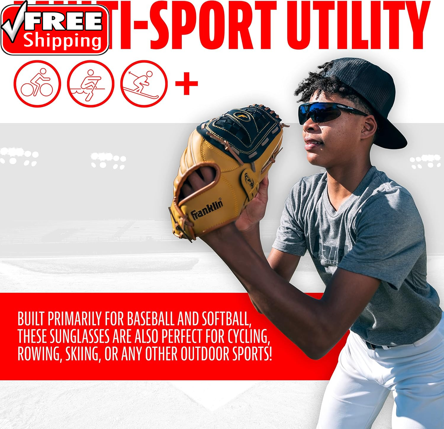 Franklin Sports Baseball + Softball Sunglasses – Men’S + Women’S Sports Sunglass