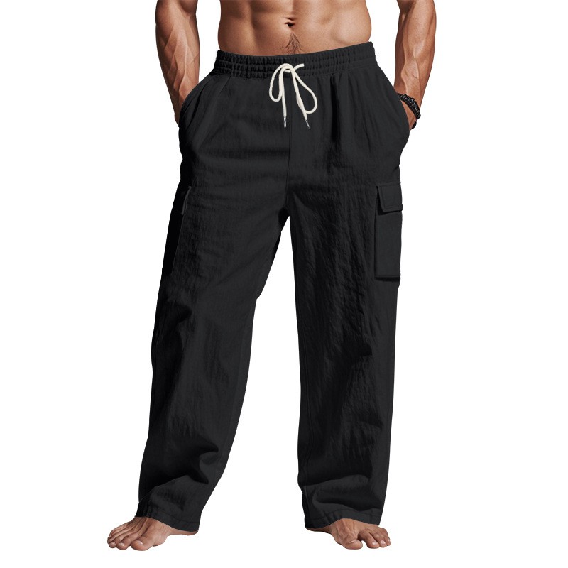 Spring Autumn Multi-Pocket Straight Leg Cargo Pants