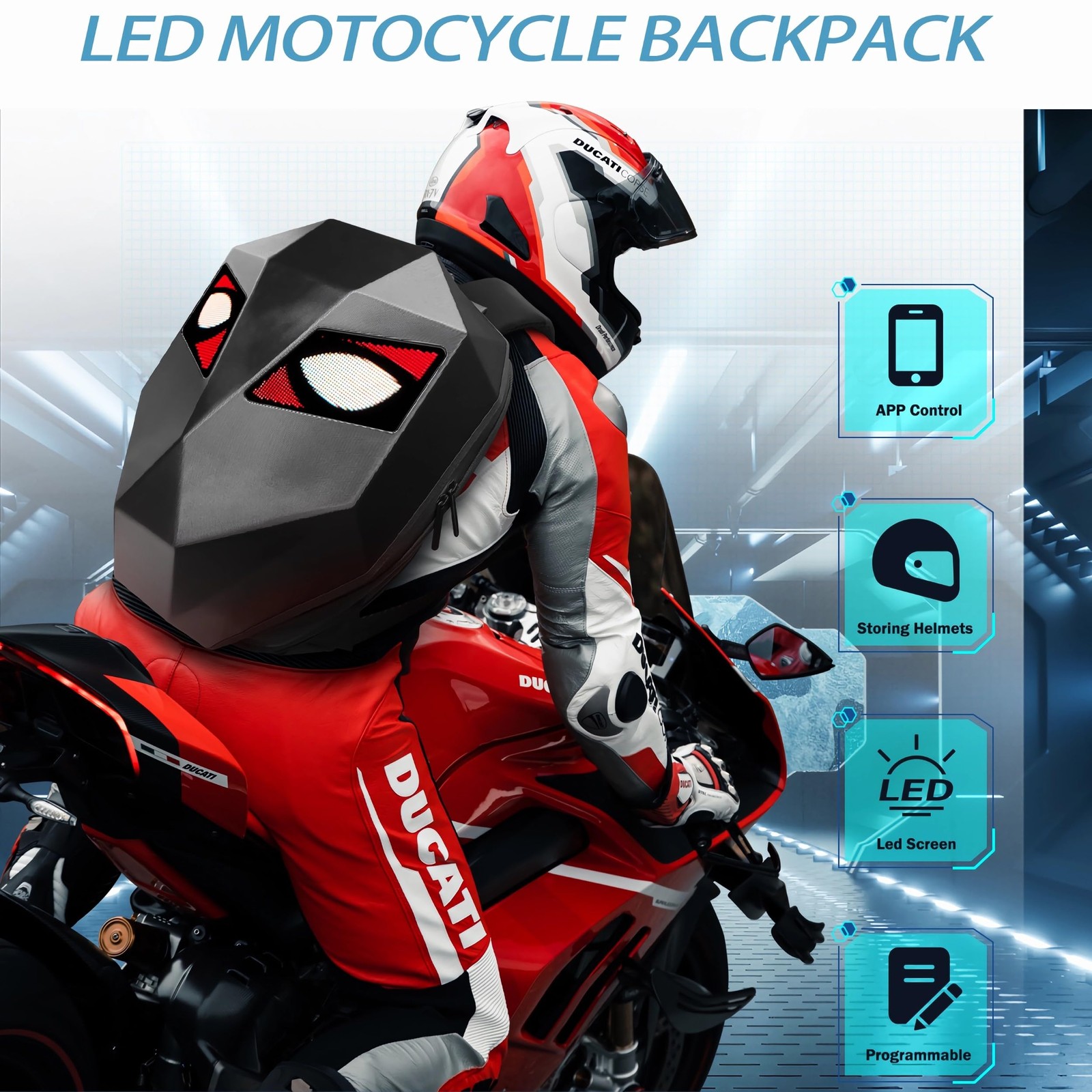 Customizable Motorcycle Backpack – Waterproof Hardshell Backpack for Men Cool…
