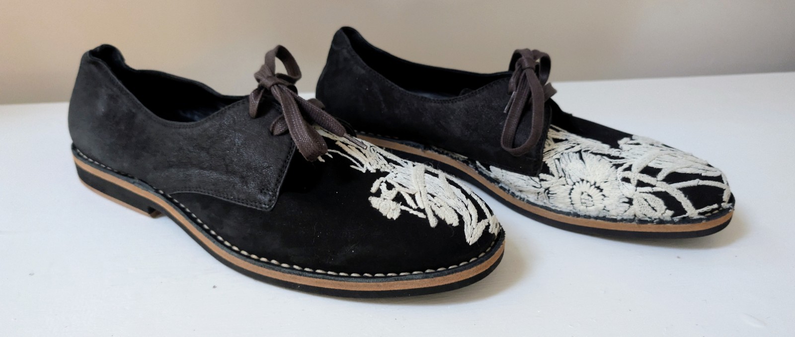 Ann Demeulemeester Mens Embroidered Leather Derby Shoe SS 2015 Runway Size45 NEW