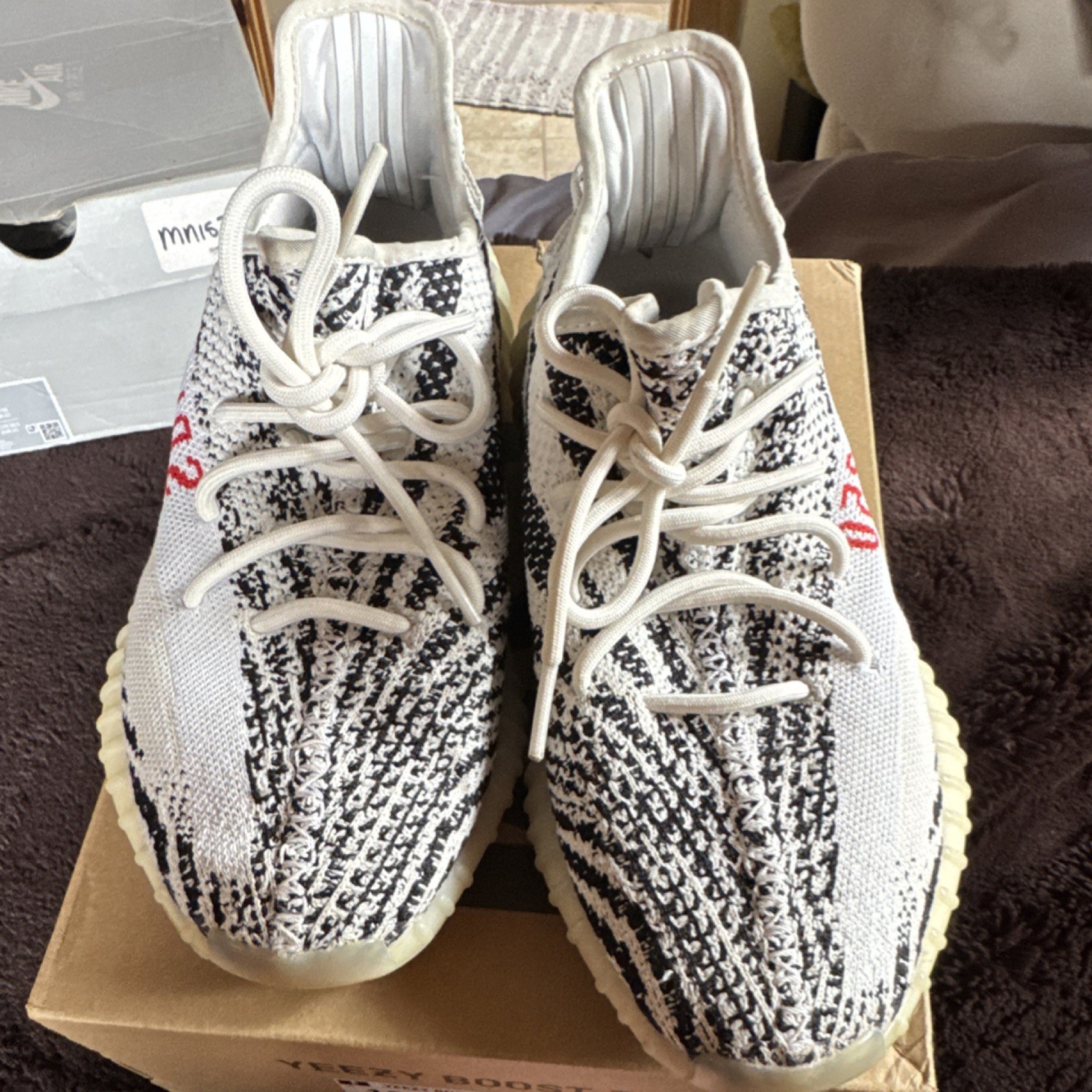adidas Yeezy Boost 350 V2 CP9654 Zebra White Black Red Kanye West Sneaker