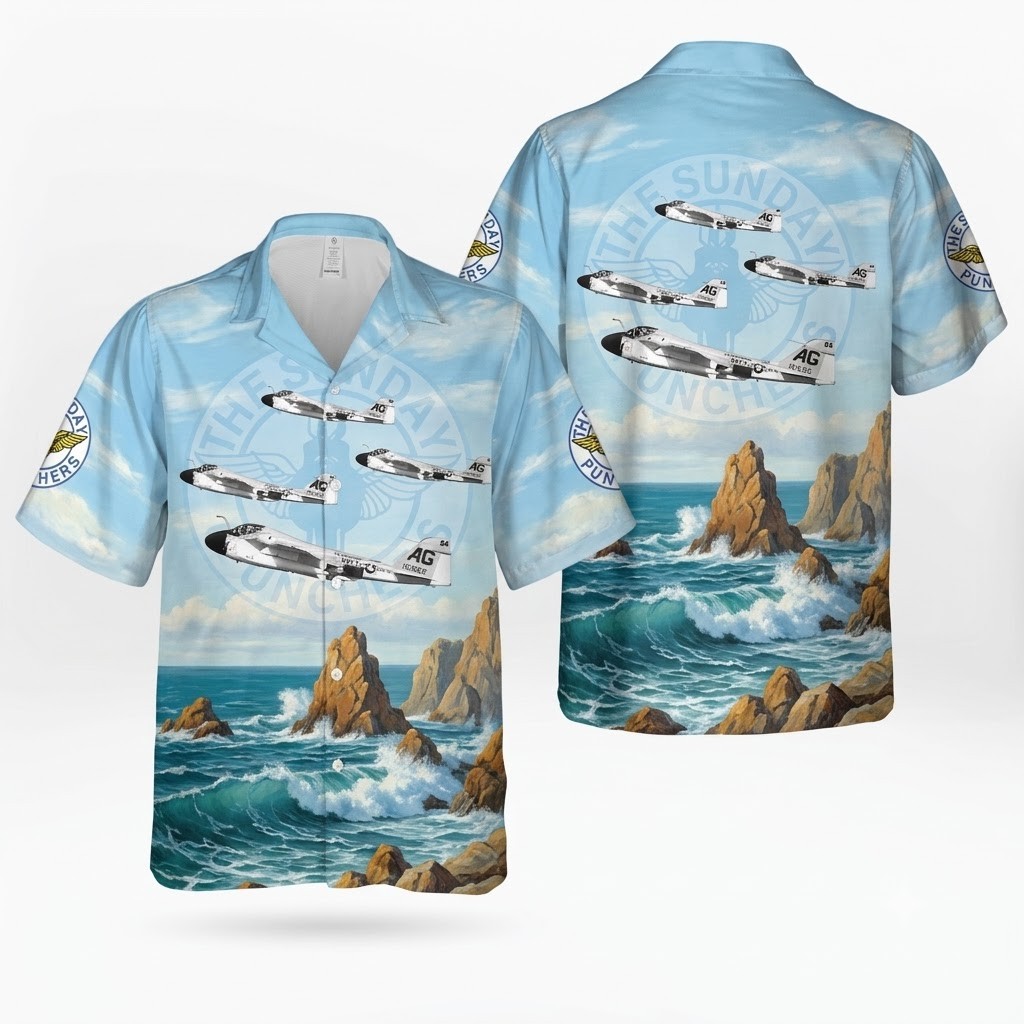 Navy Hawaiian Shirt, Us Navy Va-75 Sunday Punchers A-6A Intruder Buno 151592