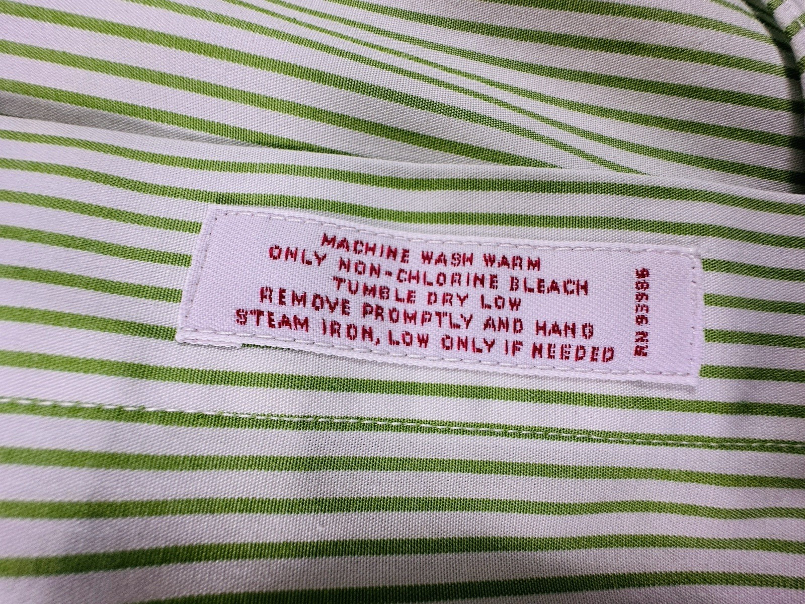 Brooks Brothers Madison Men Shirt Button Down Shirt Green Striped MED 15-1/2 33