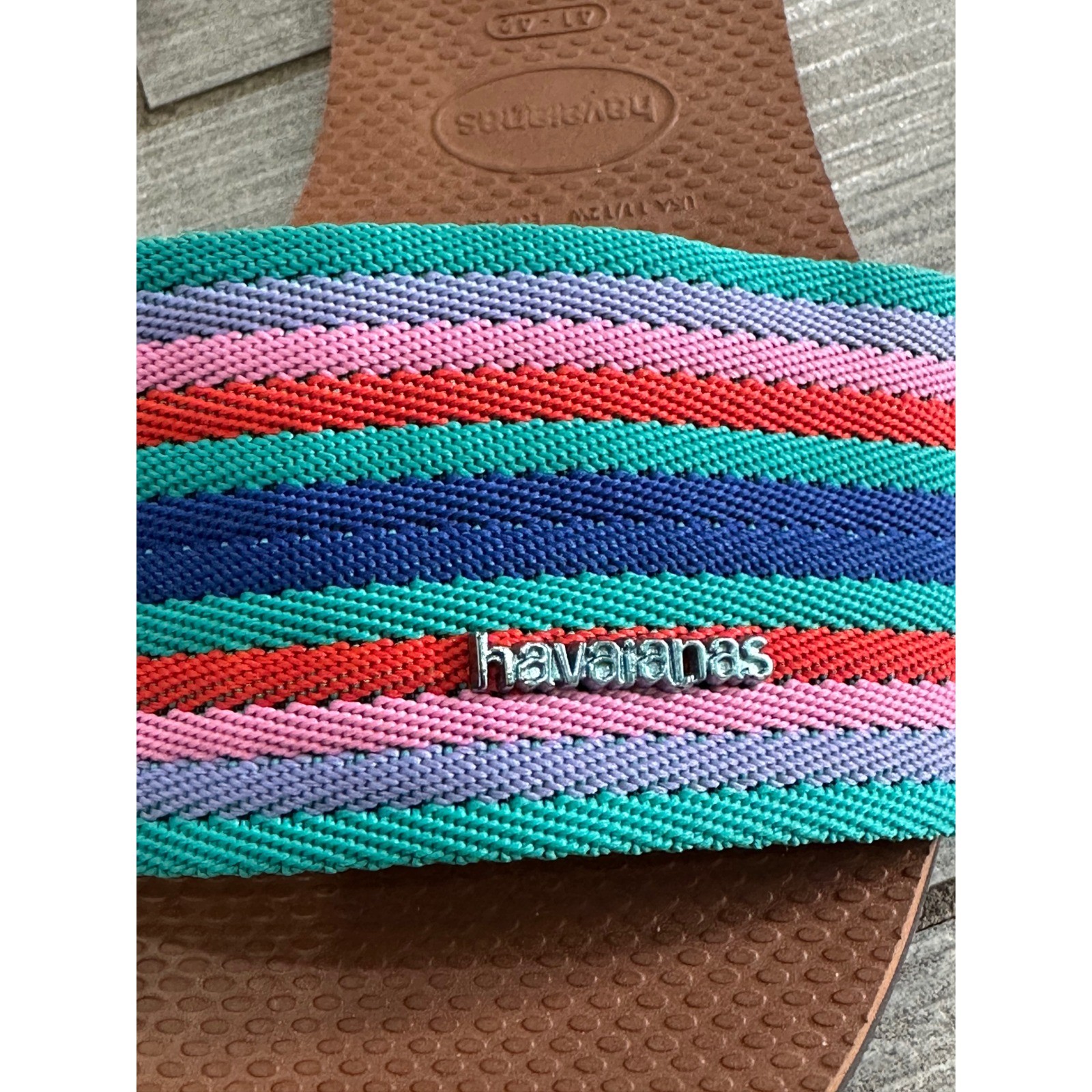 Havaianas You Malta Mix Multi Stripe Slide Sandals Women 11/12 New!