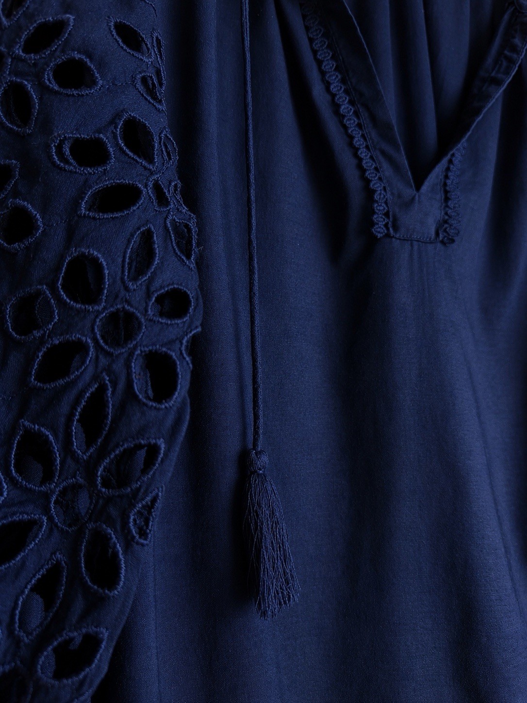 J.Crew Blue Eyelet Lace V-Neck 3/4 Sleeve Tunic Blouse Women’s XL