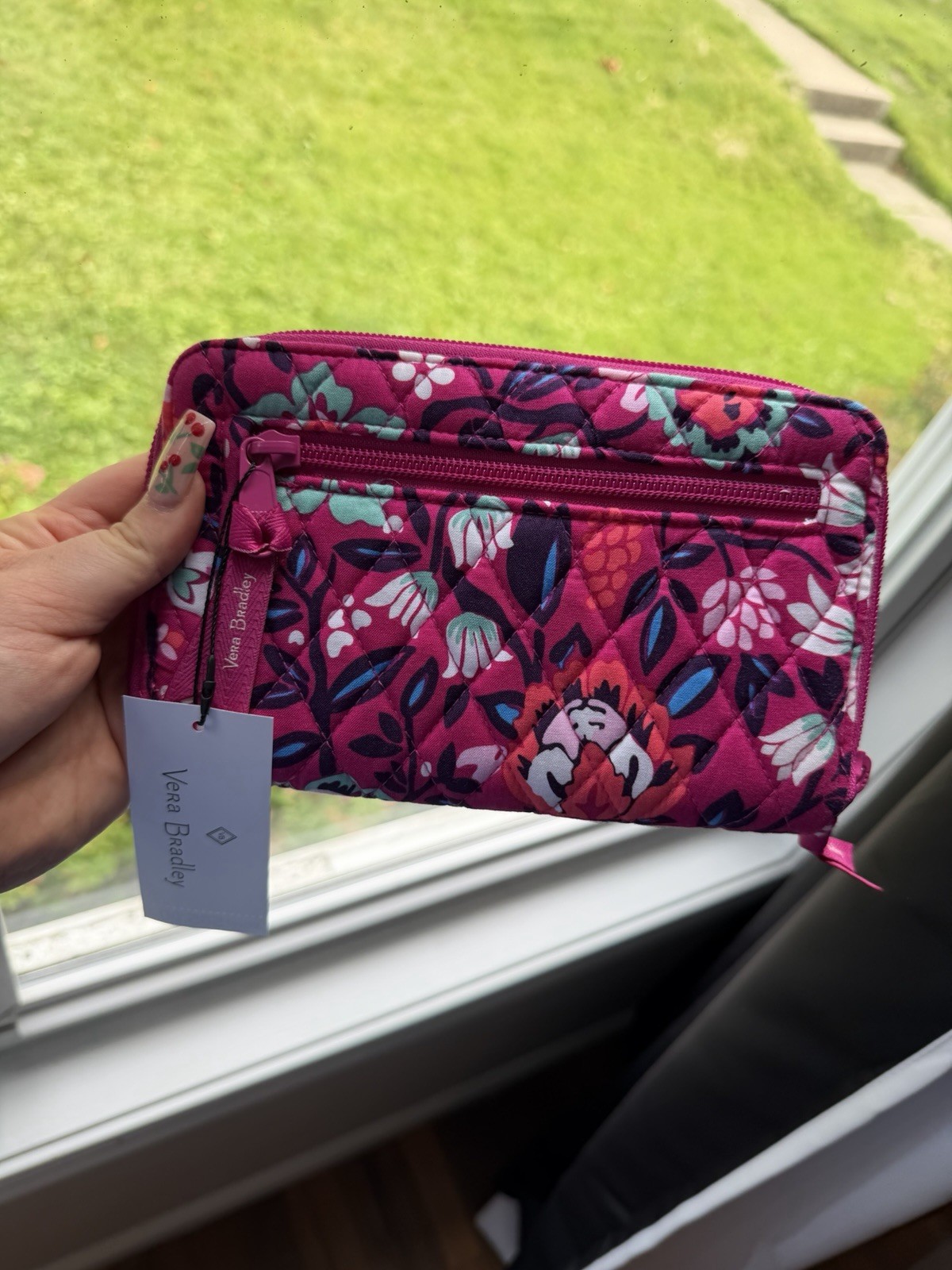 Vera Bradley Bloom Berry Turn Lock Zip Around Wallet Quilted Floral New W/Tags