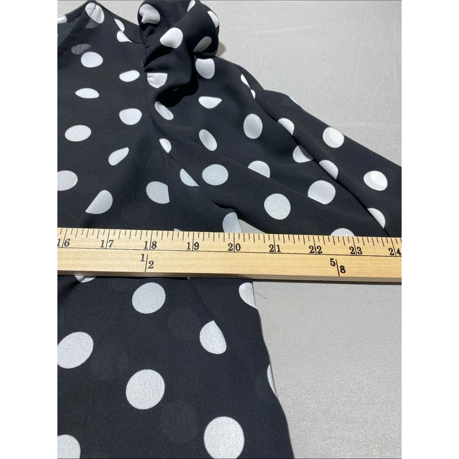 Alfani Black and White Polka Dot Puff-Sleeve Blouse