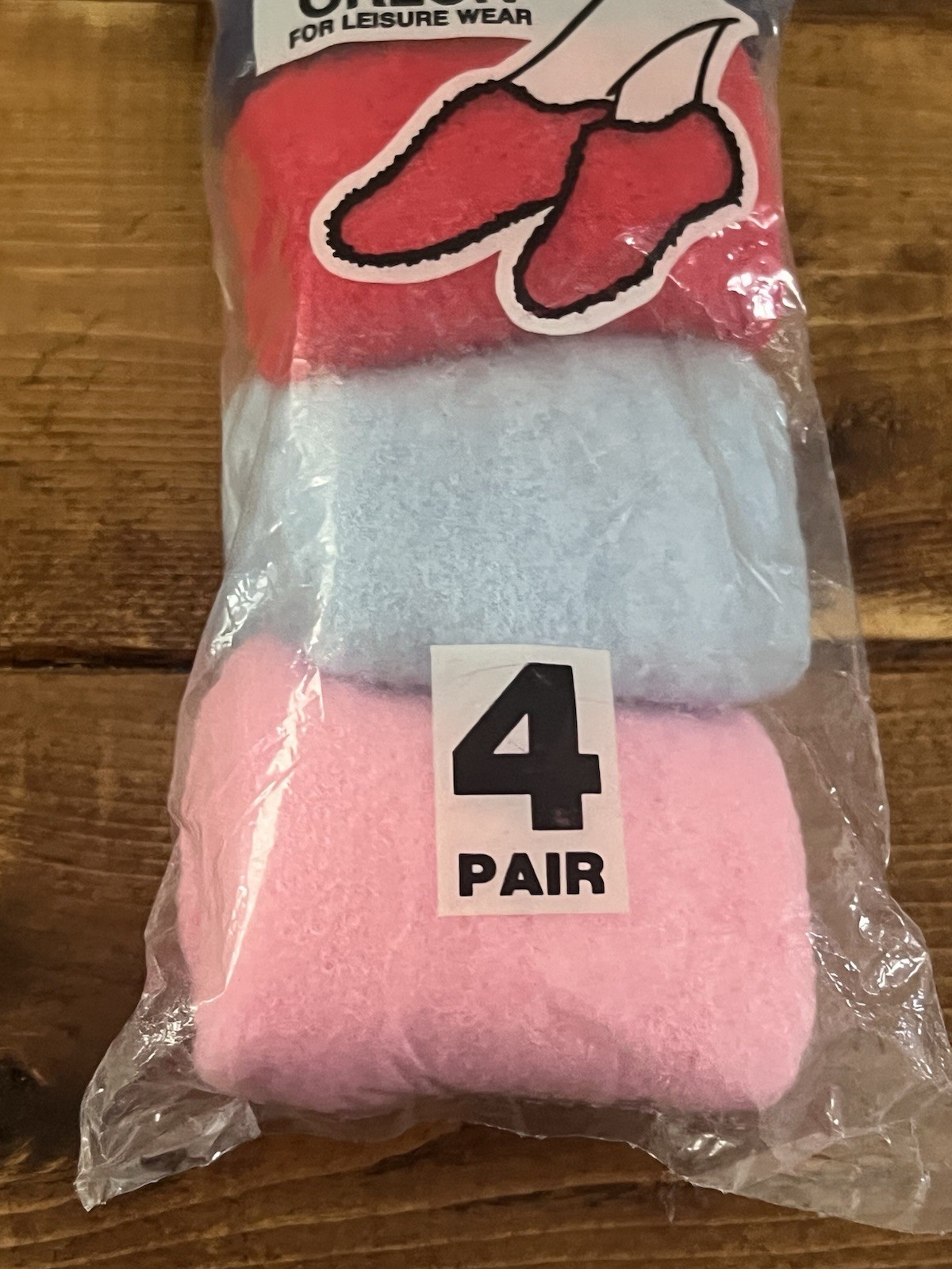 4 pc. VTG Bootie Socks Brushed Orlon Fuzzy Lounging Slipper Sz 9-11