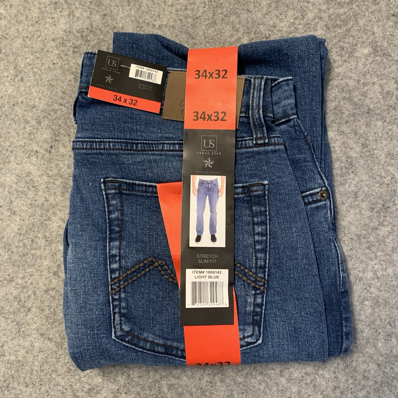 Urban Star Jeans Mens Blue Straight Stretch Various Sizes NEW