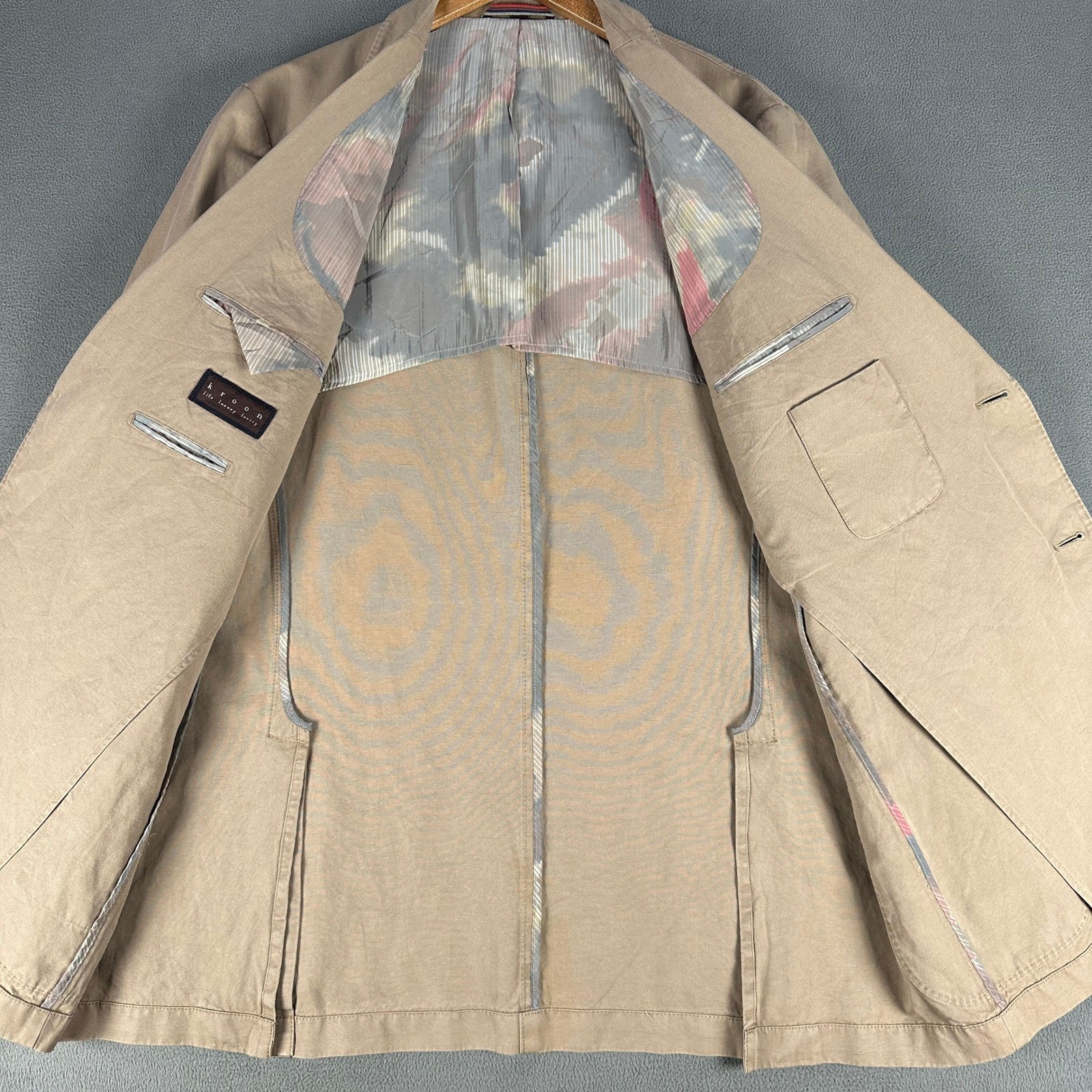 Kroon Blazer Jacket 46 XL Beige Cotton Linen Unstructured Quiet Luxury Bono 2