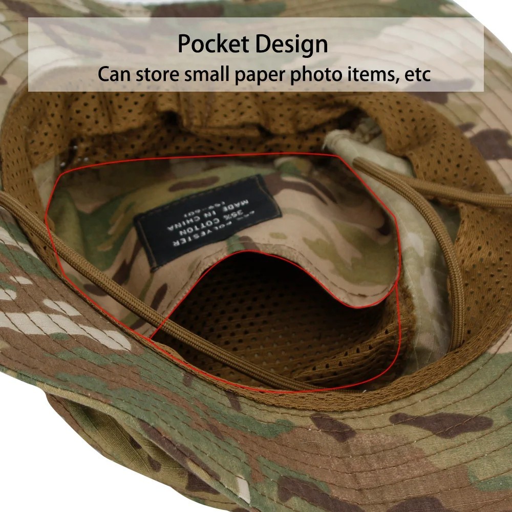 Boonie Bucket Hats Outdoor Fishing Hunting Wide Brim Mesh Camo Safari Sun Cap