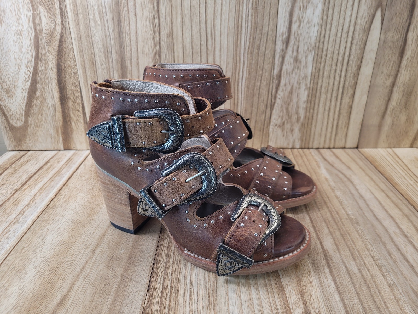 Freebird by Steven Violet Women’s Brown Buckle Leather Ankle Boots Size 7