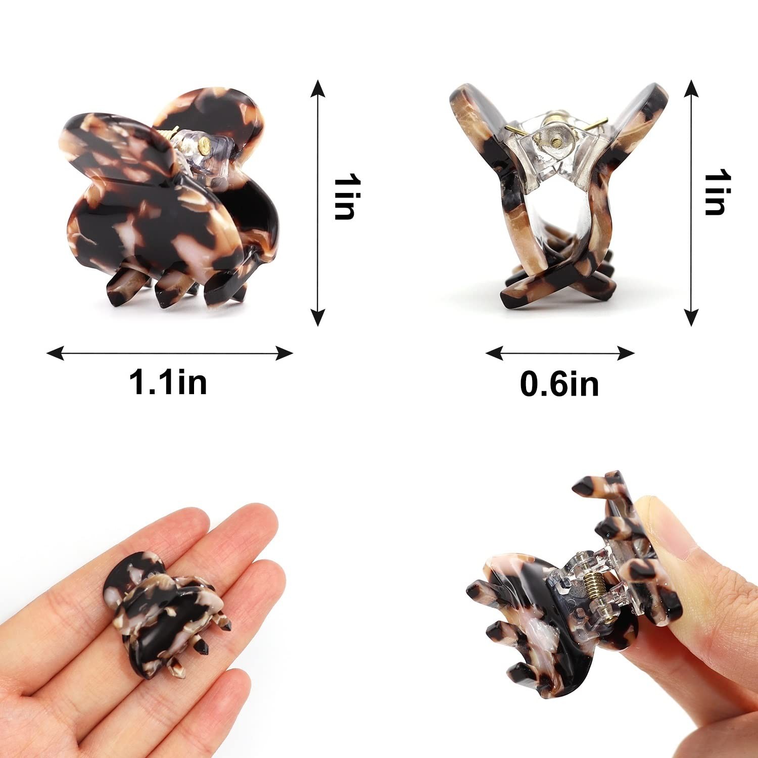Cobahom Hair Clip, 6Pcs Small Clips Mini Claws 6 Pack Tortoiseshell