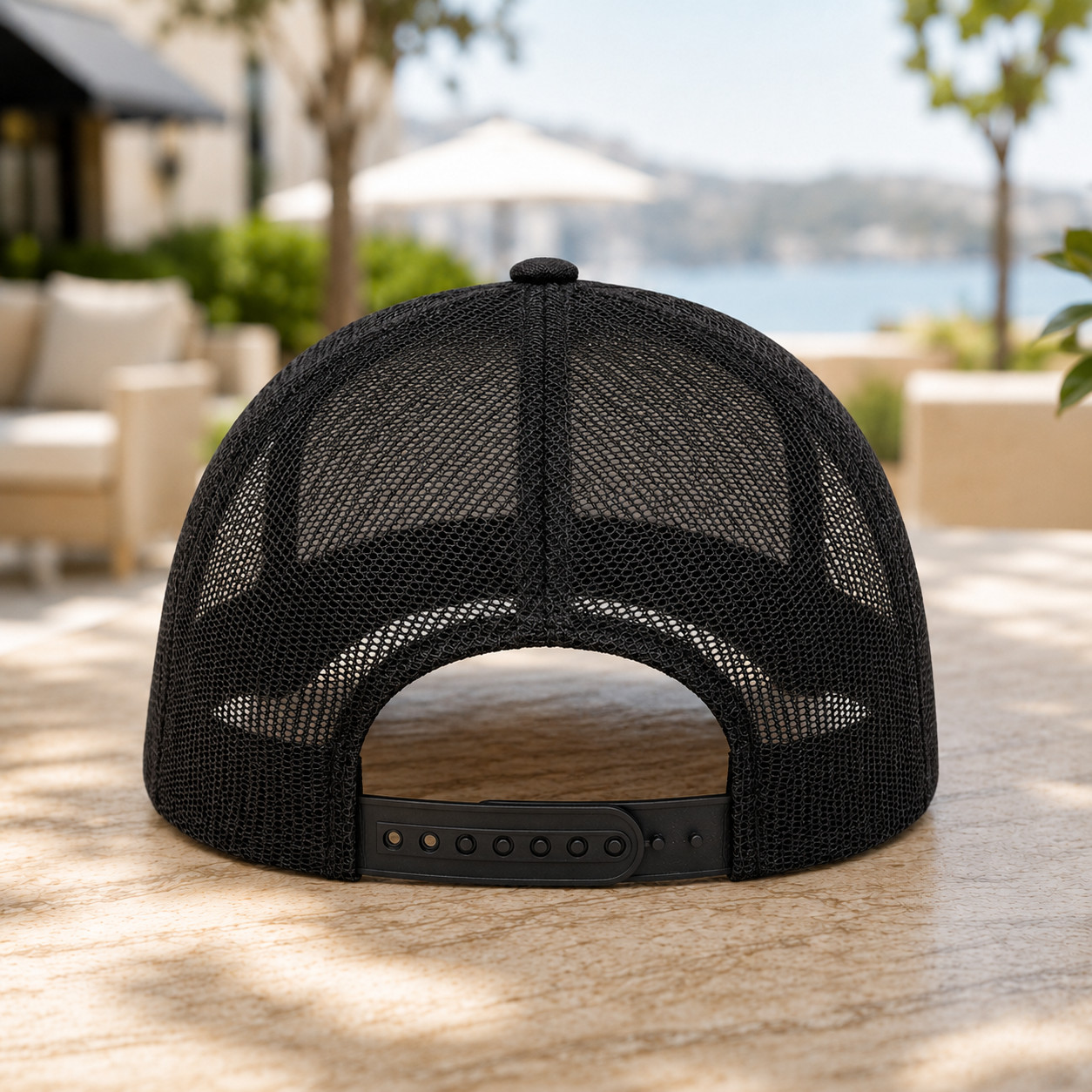 Amazon Logo Embroidered Trucker Hat Black Mesh Back Snapback Cap