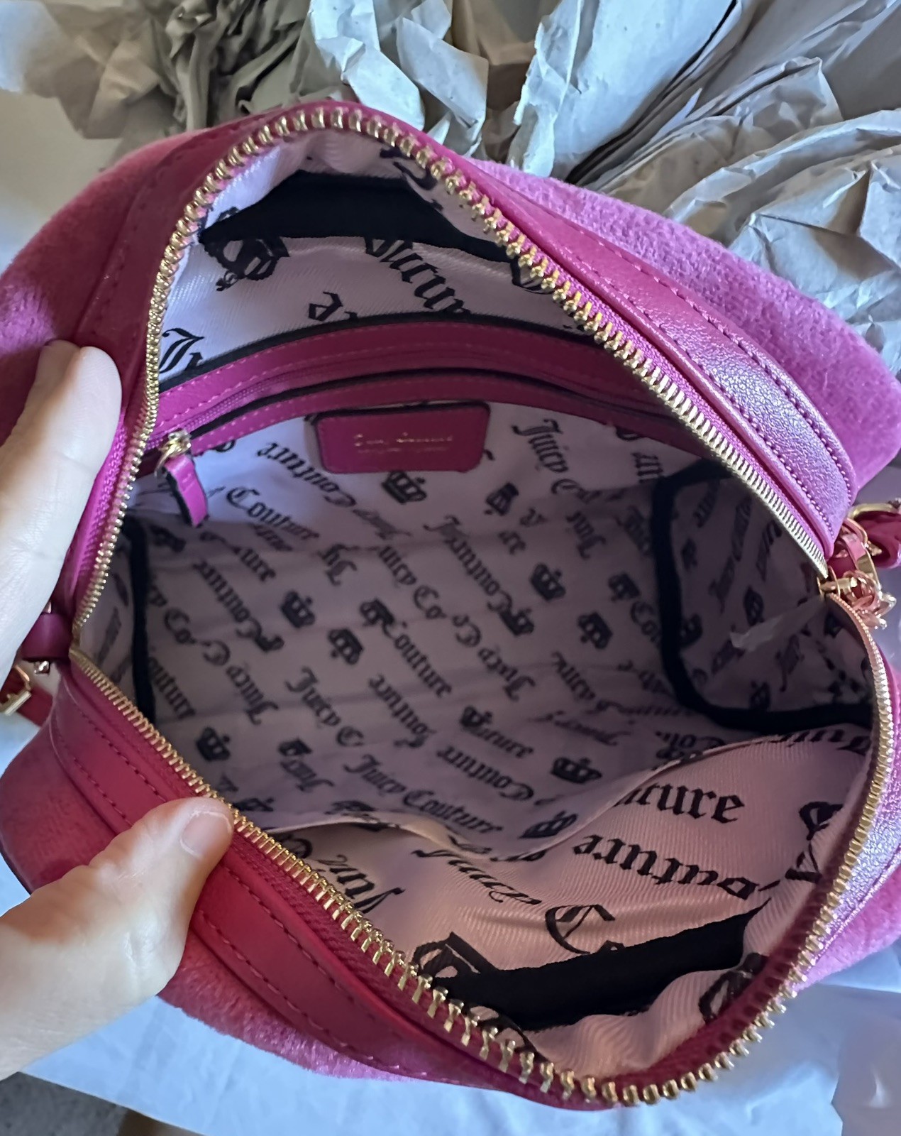 JUICY COUTURE QUEEN COUTURE SATCHEL BAG W/ MINI COIN BAG CHARMS RASPBERRY TART