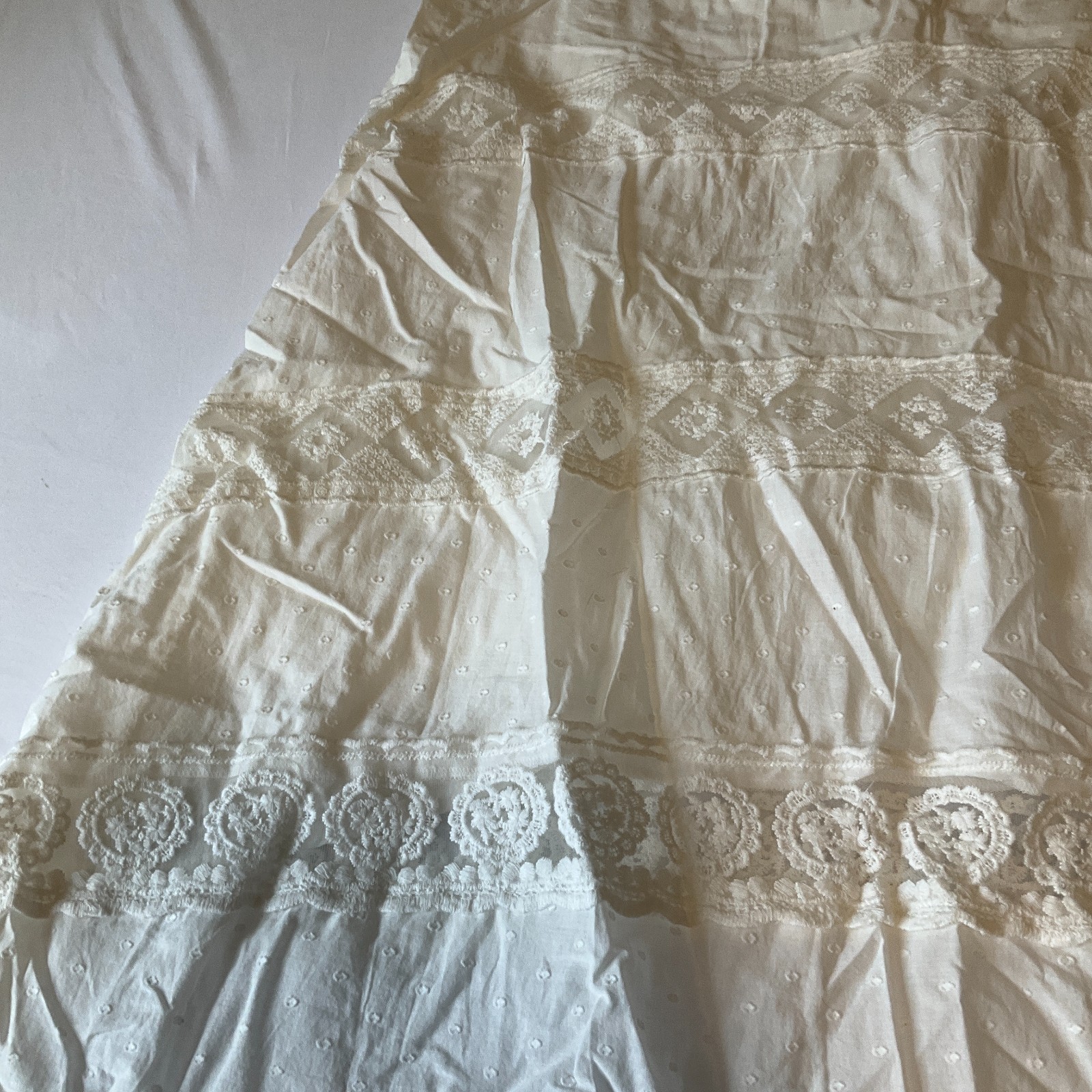Accessorize London Beach Maxi Day Dress Womens Size L White Straps Lace Lined