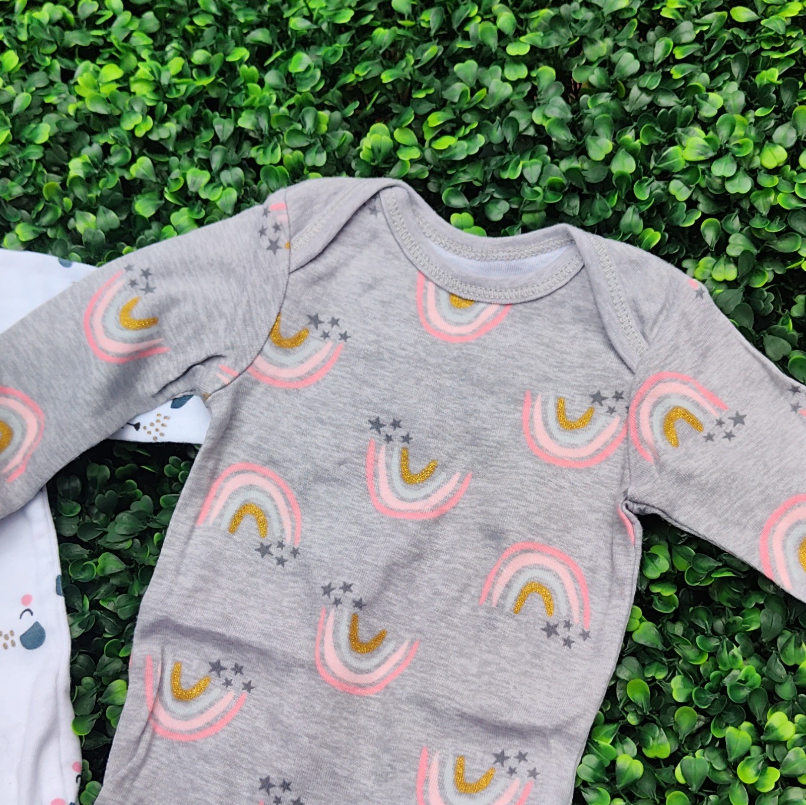 Gerber Unisex 0-3M 3pc Long Sleeve Cotton Onesie Bodysuits Floral Rainbow