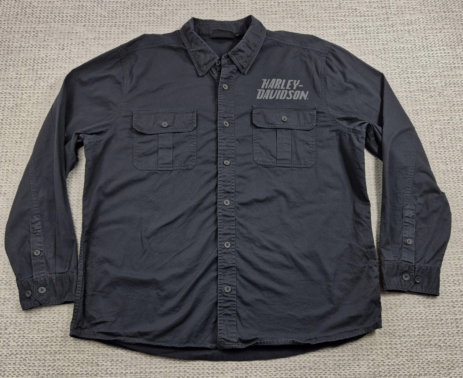 Harley Davidson Button Up Shirt Mens XL Black Graphic Long Sleeve Biker Logo