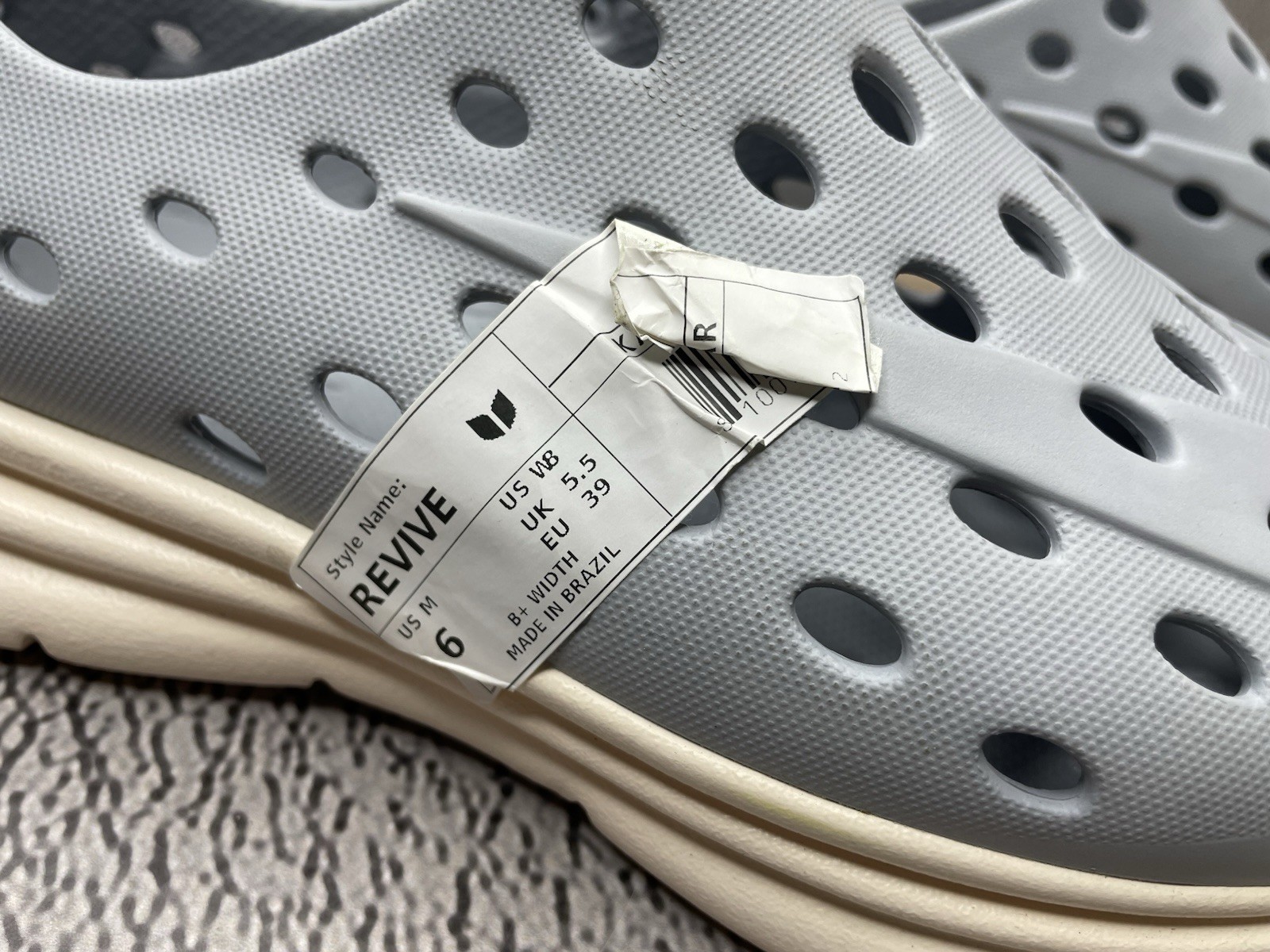 Kane Revive Shoes Stone Cream Gray Vented Rubber Sneakers Size US M 6 W 8