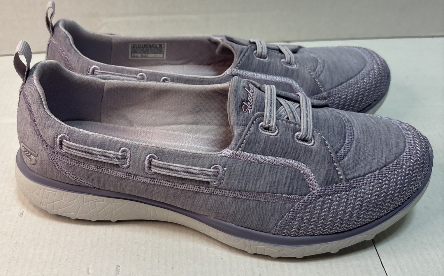 Skechers Womens 8.5 Wide Fit Purple Topnotch Slip On Flat Moc Boat Sneakers