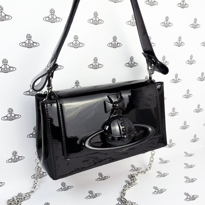 Vivienne Westwood Hazel Medium Shoulder Bag Patent Leather Black F/S JP [DDP]