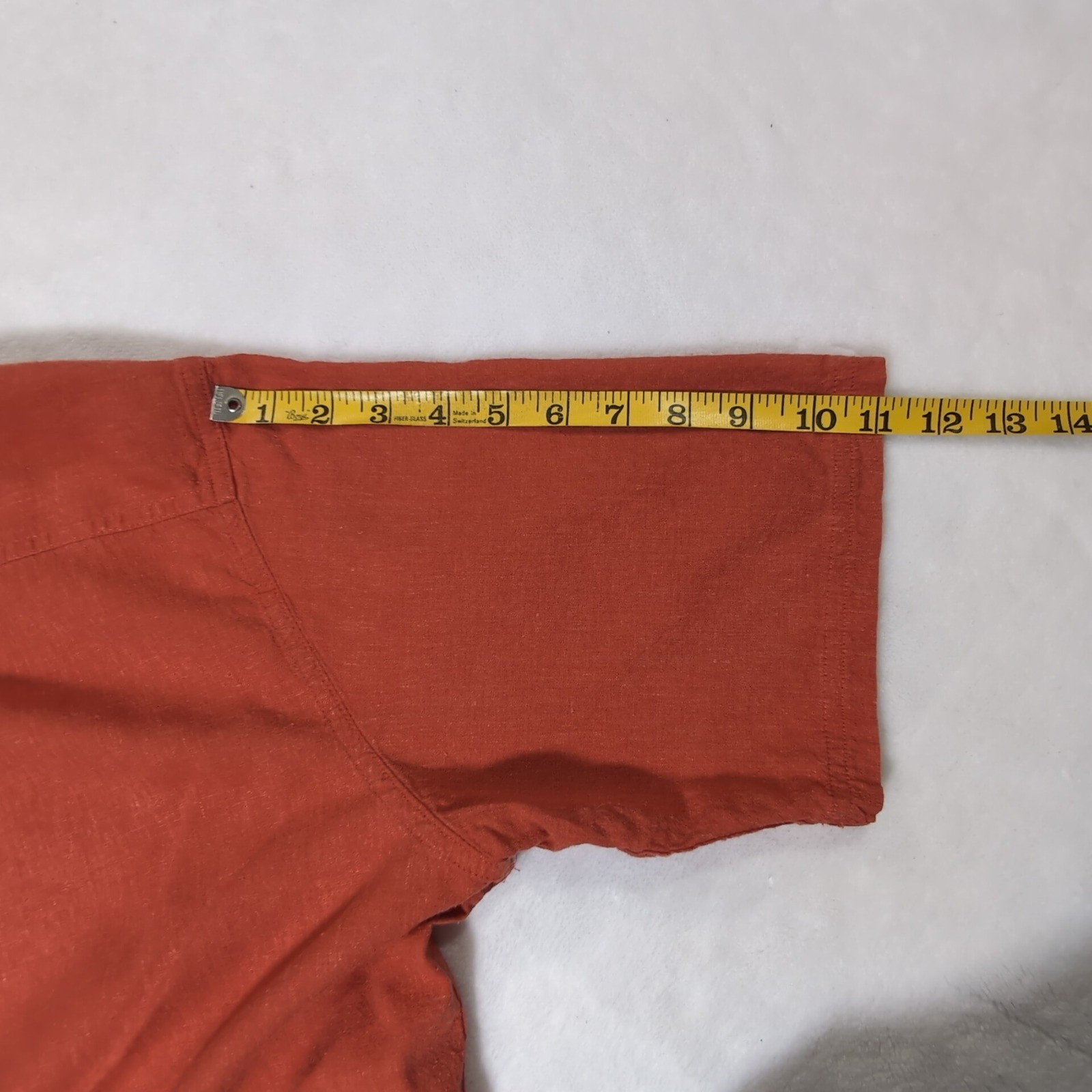 Orvis Button Down Shirt Mens XL Burnt Orange Hemp Blend Short Sleeve Classic Fit