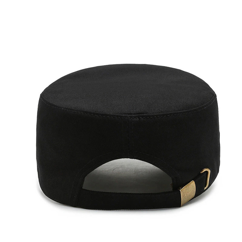 Black – Army, Military Flat Cadet Top Hat, Cotton Military Washed Adjustable Cap