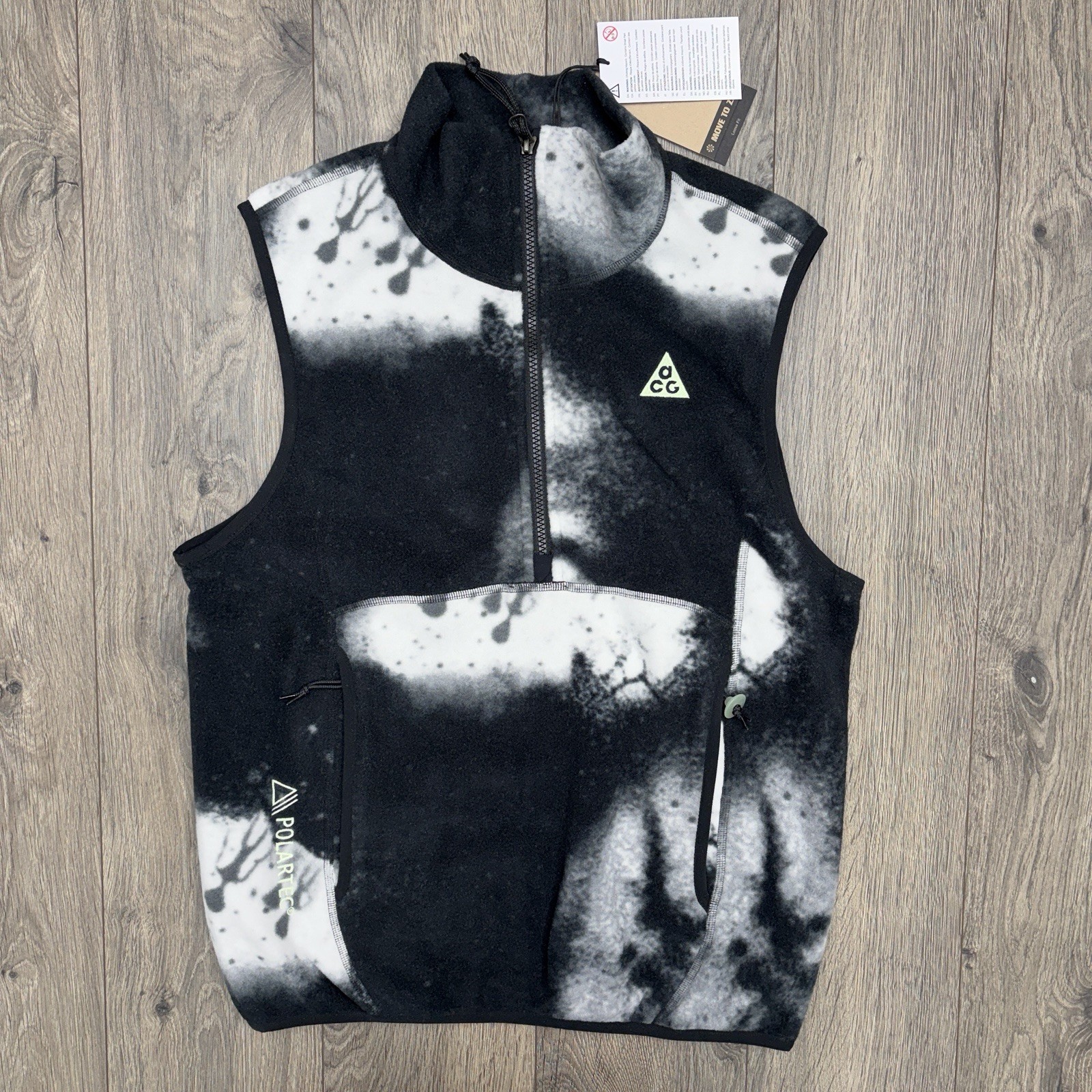 Nike ACG Vest Size XXS Mens Anthracite Black Grey Wolf Tree Printed Gilet $110