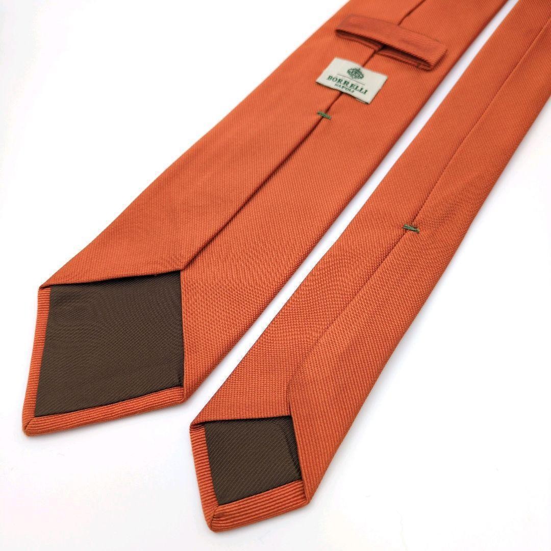 LUIGI BORRELLI Orange Solid Silk Tie 8.3cm Width 148cm Length