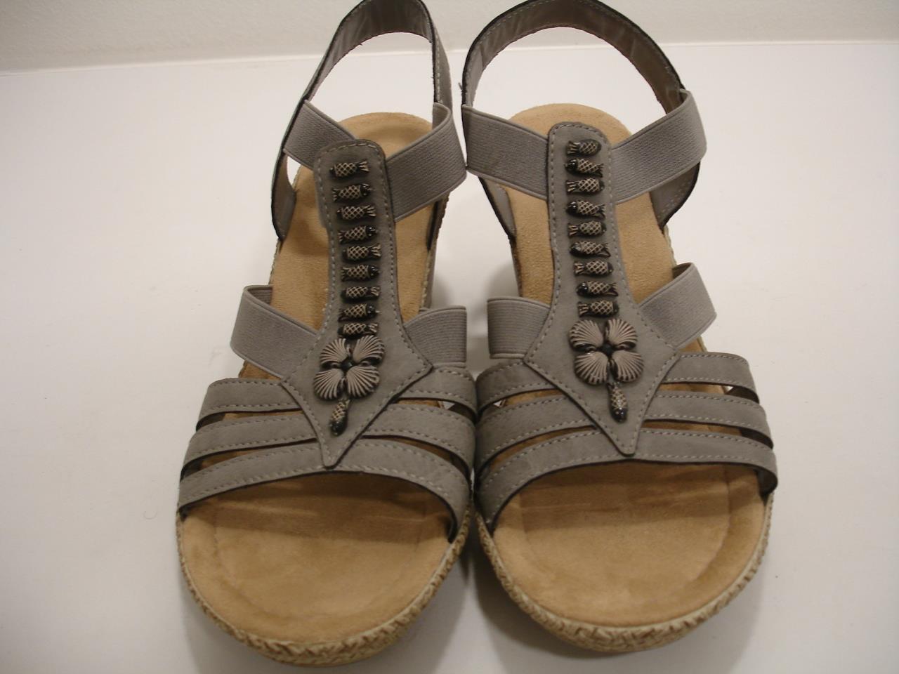 Women’s 9.5 sz 41 Rieker Slingback Sandals 66506 Gray Beaded Elasticated Stretch