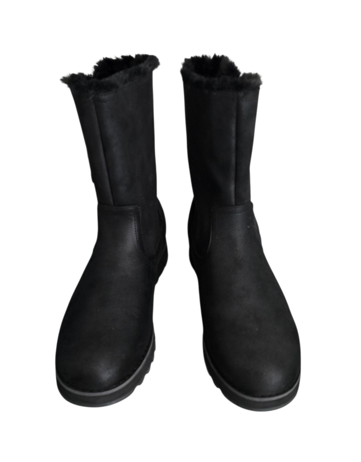Skechers Keepsake Boots Womens Size 11 Black Faux Leather Faux Fur Side Zip