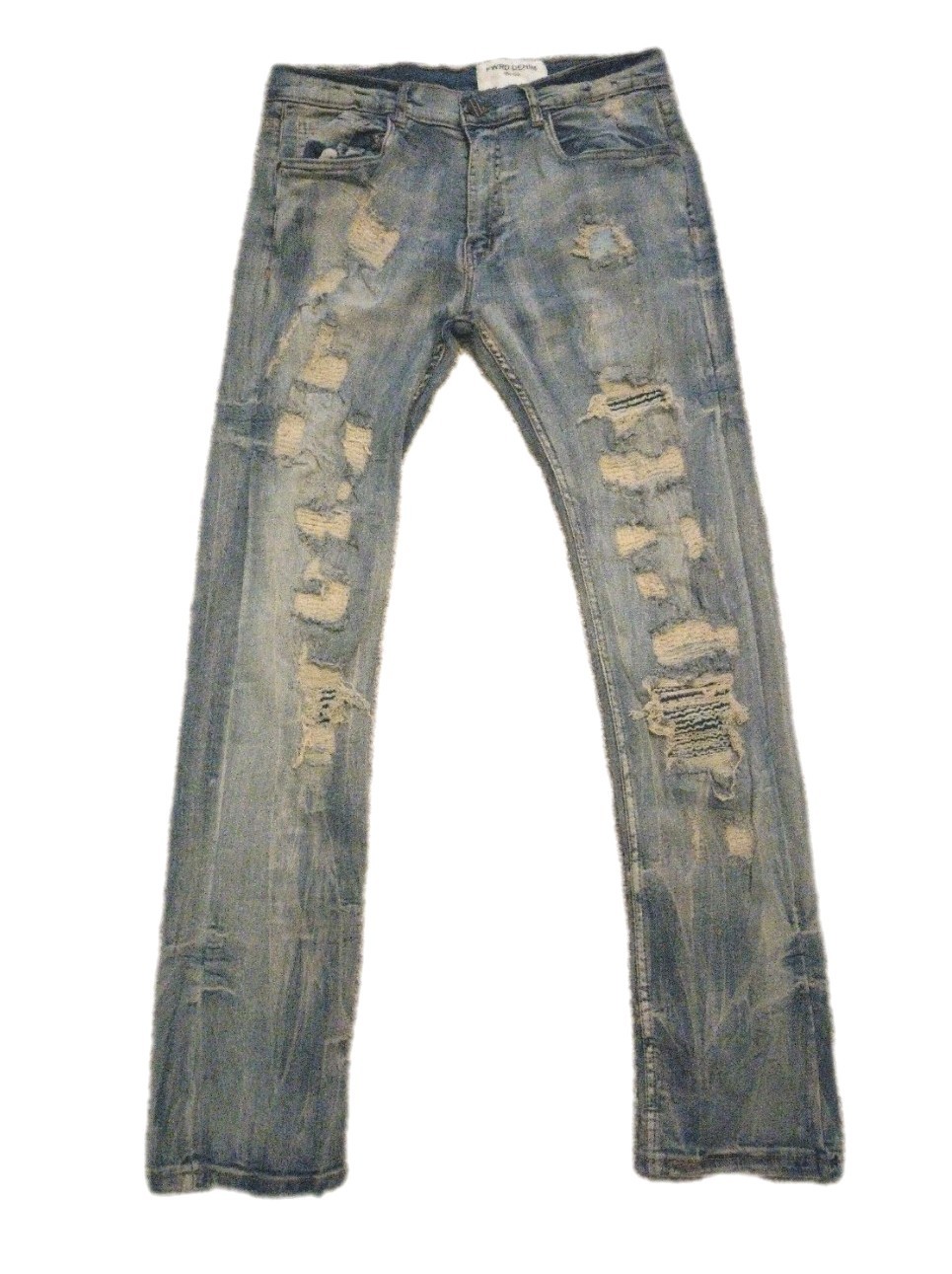 FWRD Denim Jeans Men’s 36×34 Off White Waffle Knit Distressed Pattern Slim Fit