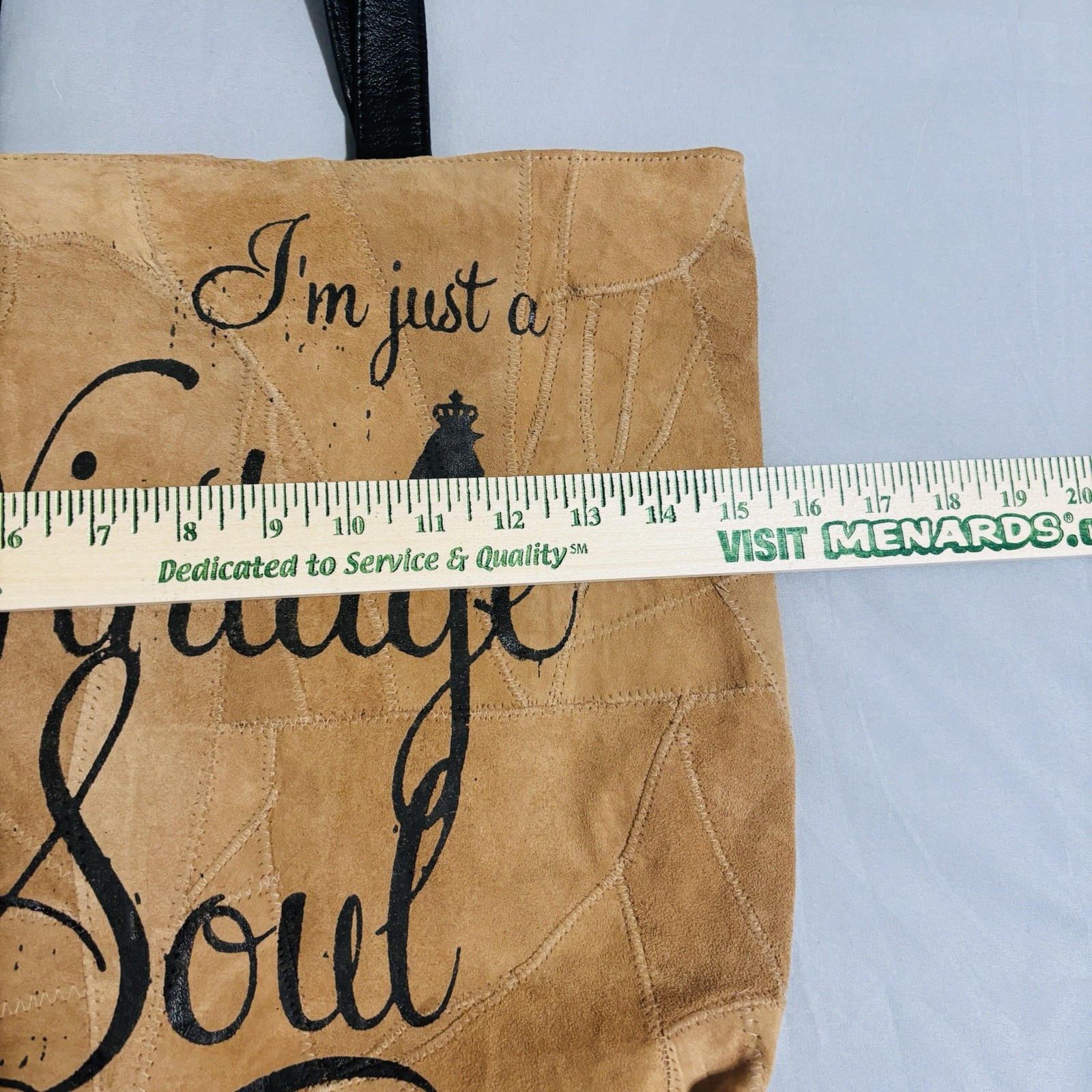 Genuine Recycled Soft Leather Suede Bible Tote Bag Brown “Vintage Soul”