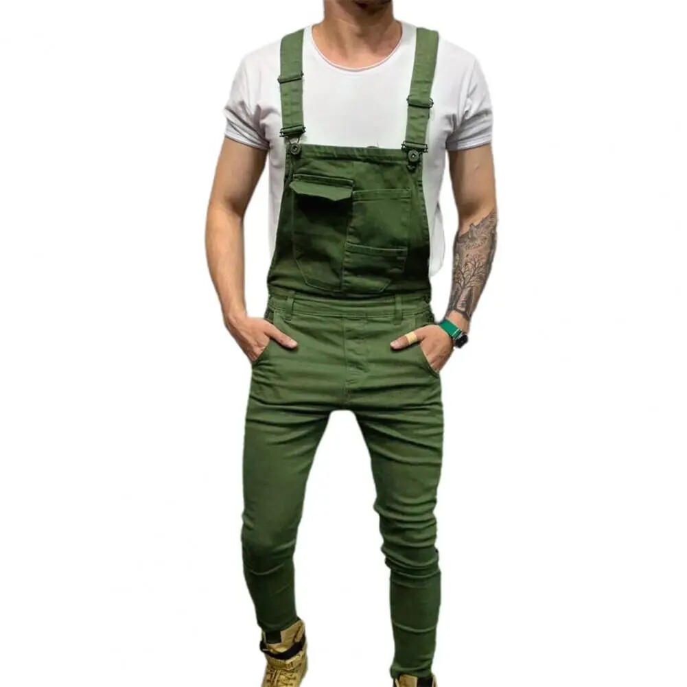Men Suspender Denim Jeans Dungarees Overalls Romper Jumpsuit Bib Pants Trousers