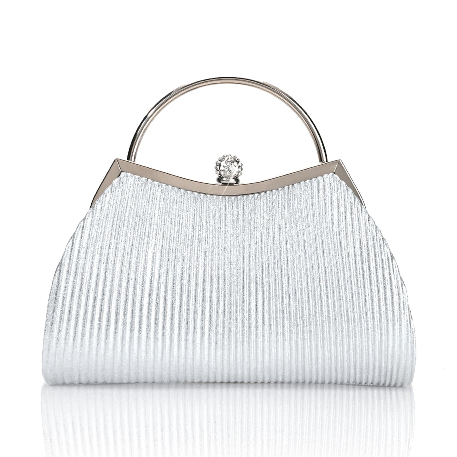 AIBAOWU Evening Bag for Women Sparkly Silver 9.3 x 7.7 x 2 inches, Y