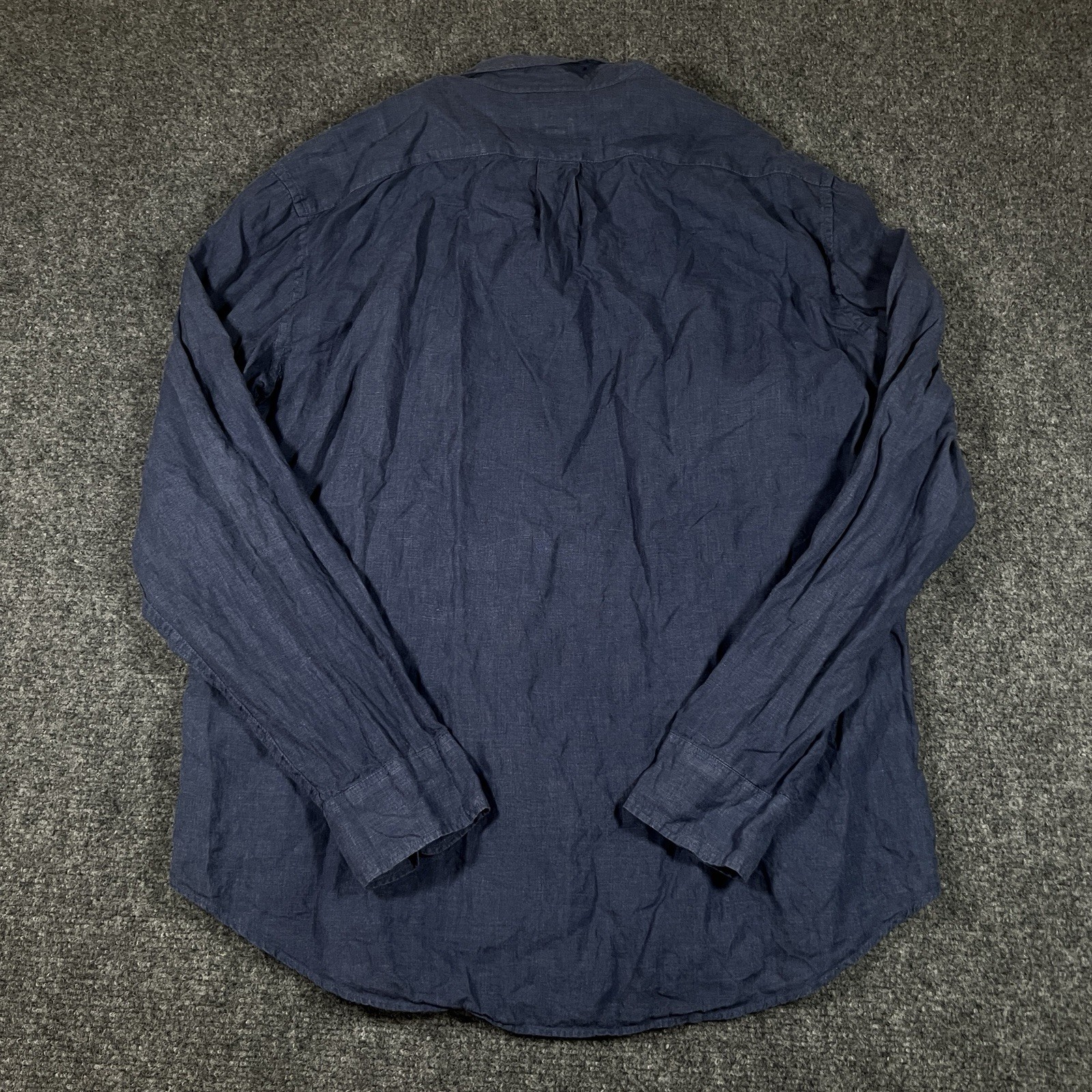 J.Crew Baird McNutt Irish Button 100% Linen Shirt Size XL Long Sleeve Navy