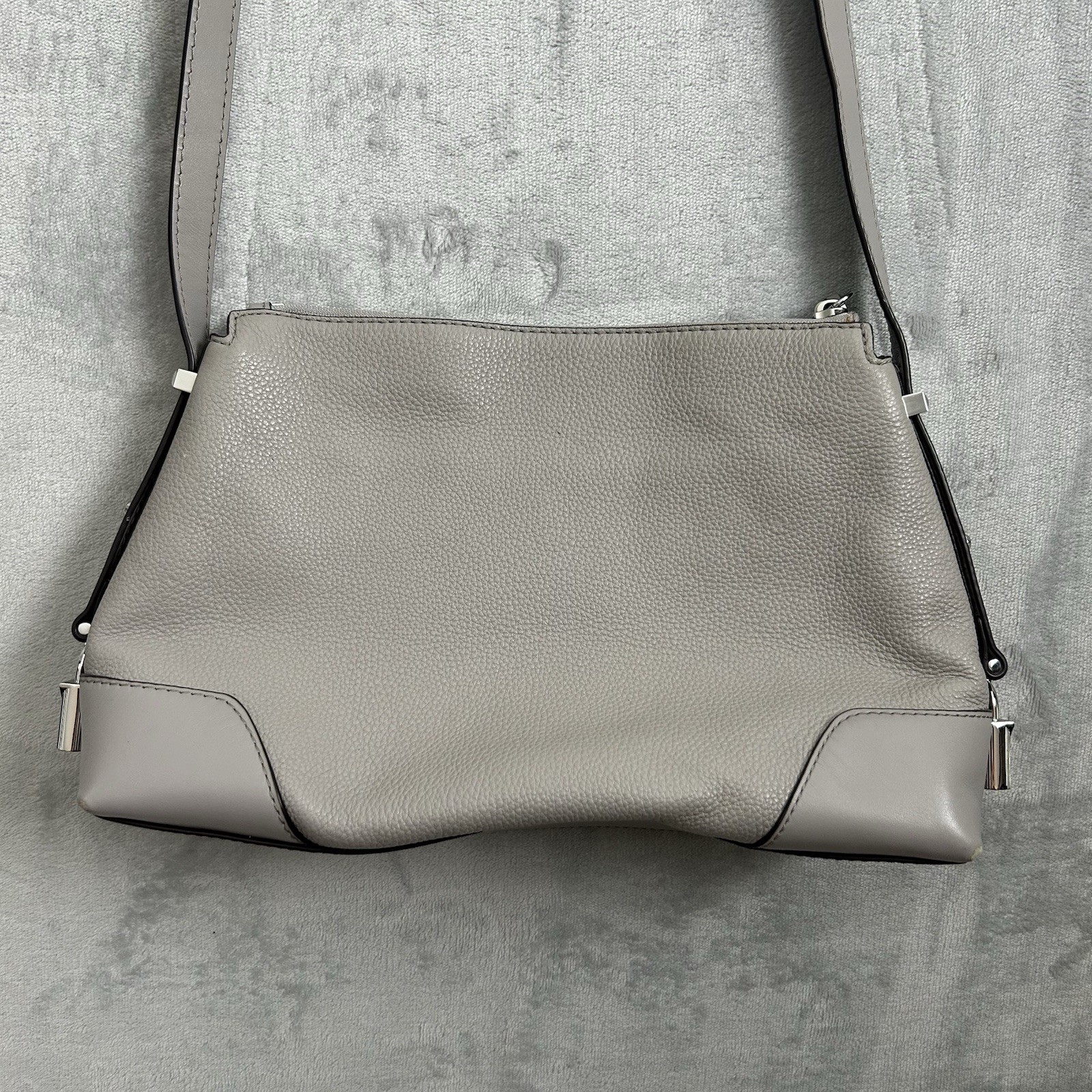 Michael Kors Crosby Pebble Leather Messenger Shoulder Crossbody Bag Purse Gray
