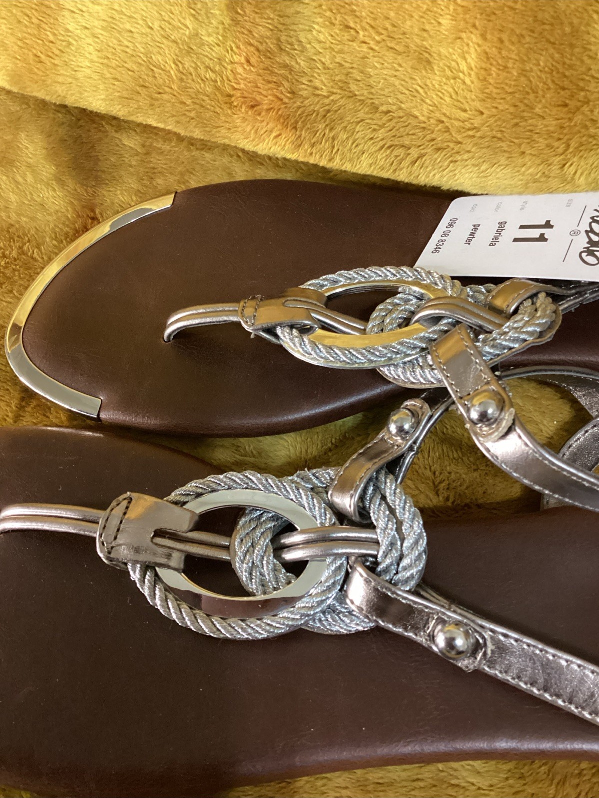 Mossimo Pewter Rope Flat Sling Back Sandals Sz. 11 NWT!