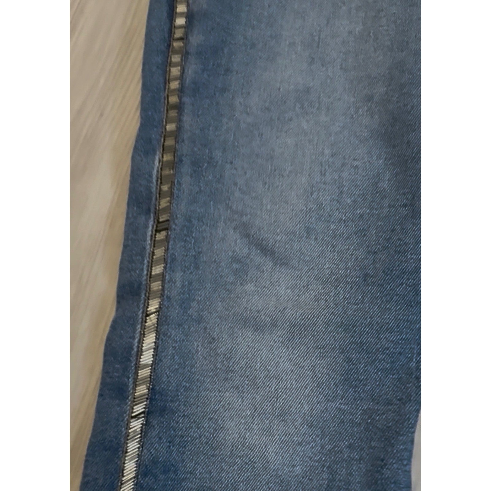 7 For All Mankind Luxe Vintage Ankle Skinny Jeans Blue Beaded Side Stripe Sz 30