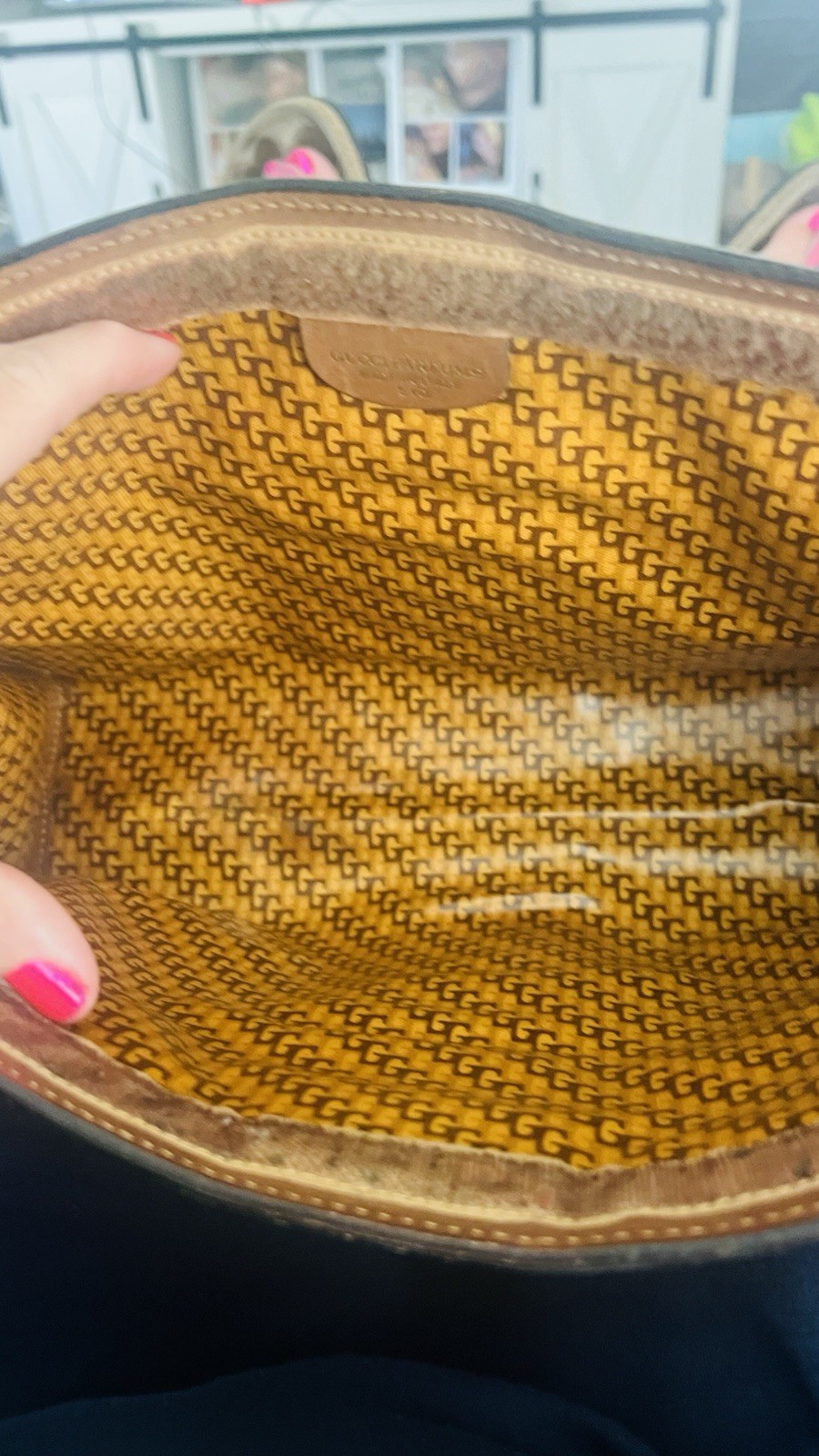 Vintage Gucci Brown Suede Portfolio Clutch Web Stripe GG Monogram Lining Italy