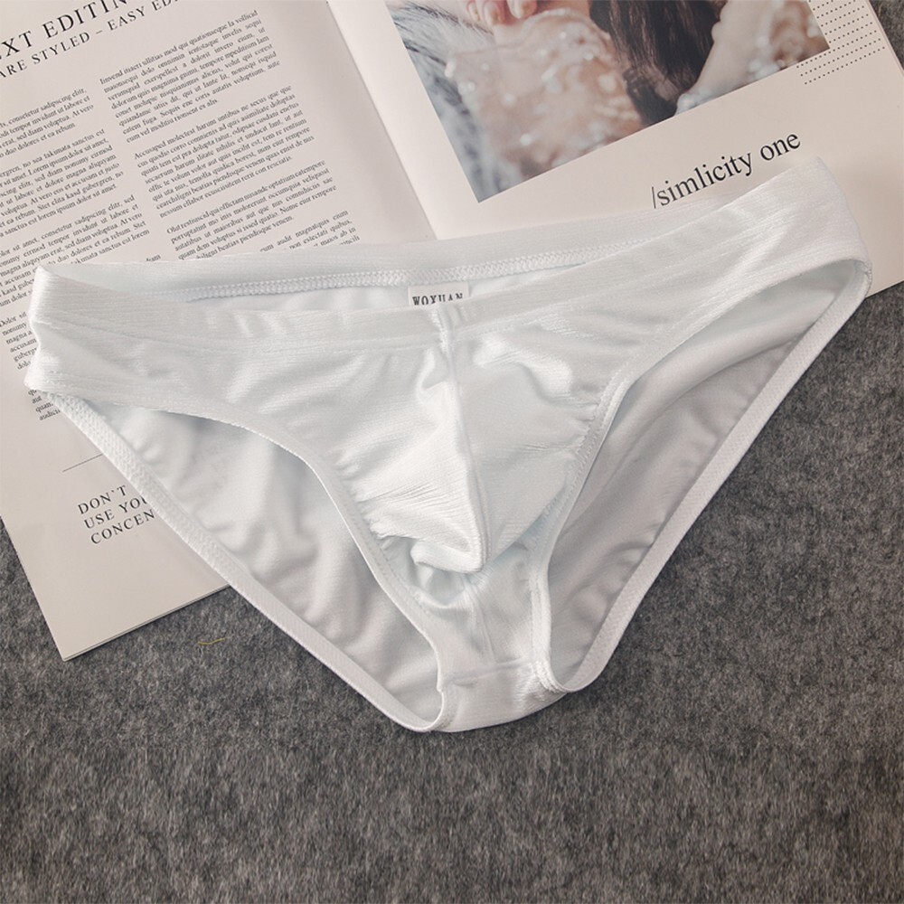 Men’s Sexy Nylon Briefs Cool Ice Silk Low-rise Underwear Bikini Pouch Panties