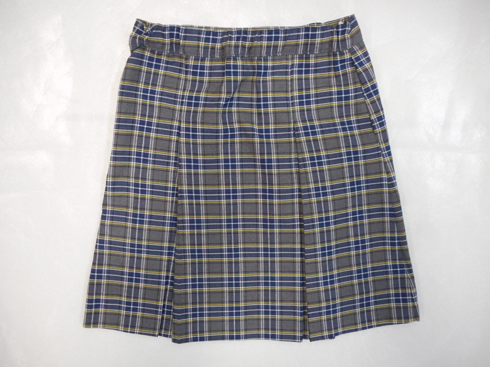 Girls R/K Blue & Gray Plaid Kick Pleat Uniform Skirt Reg. & Teen Sz 6 – 18 Teen