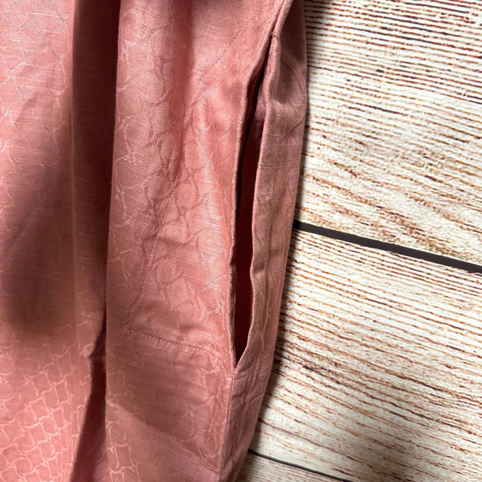 Manyavar Men’s Kurta Size M 95cm Dusty Pink Jacquard Silk Blend Long Sleeve NWT