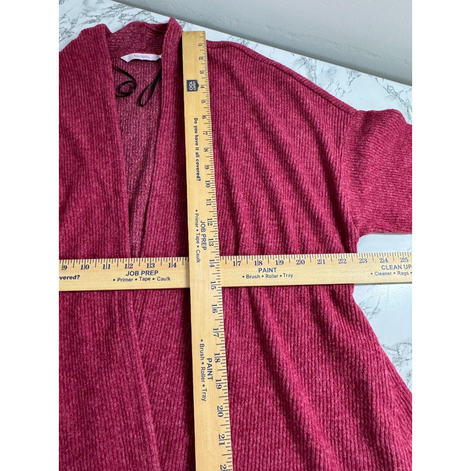 Any Body All Seasons Duster Cardigan Red Ribbed Knit Beach Vacation Cover Size M