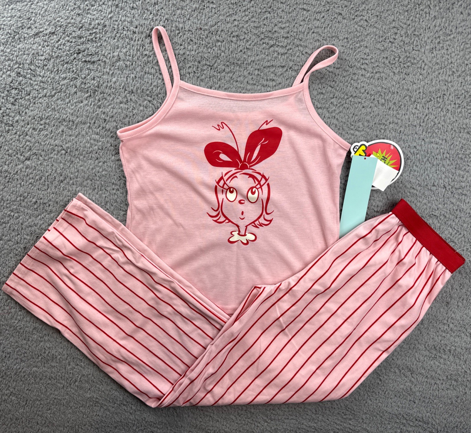 Dr Seuss Sleepwear Girls Youth Large 10/12 The Grinch Cindy Lou Pajama Set Pink