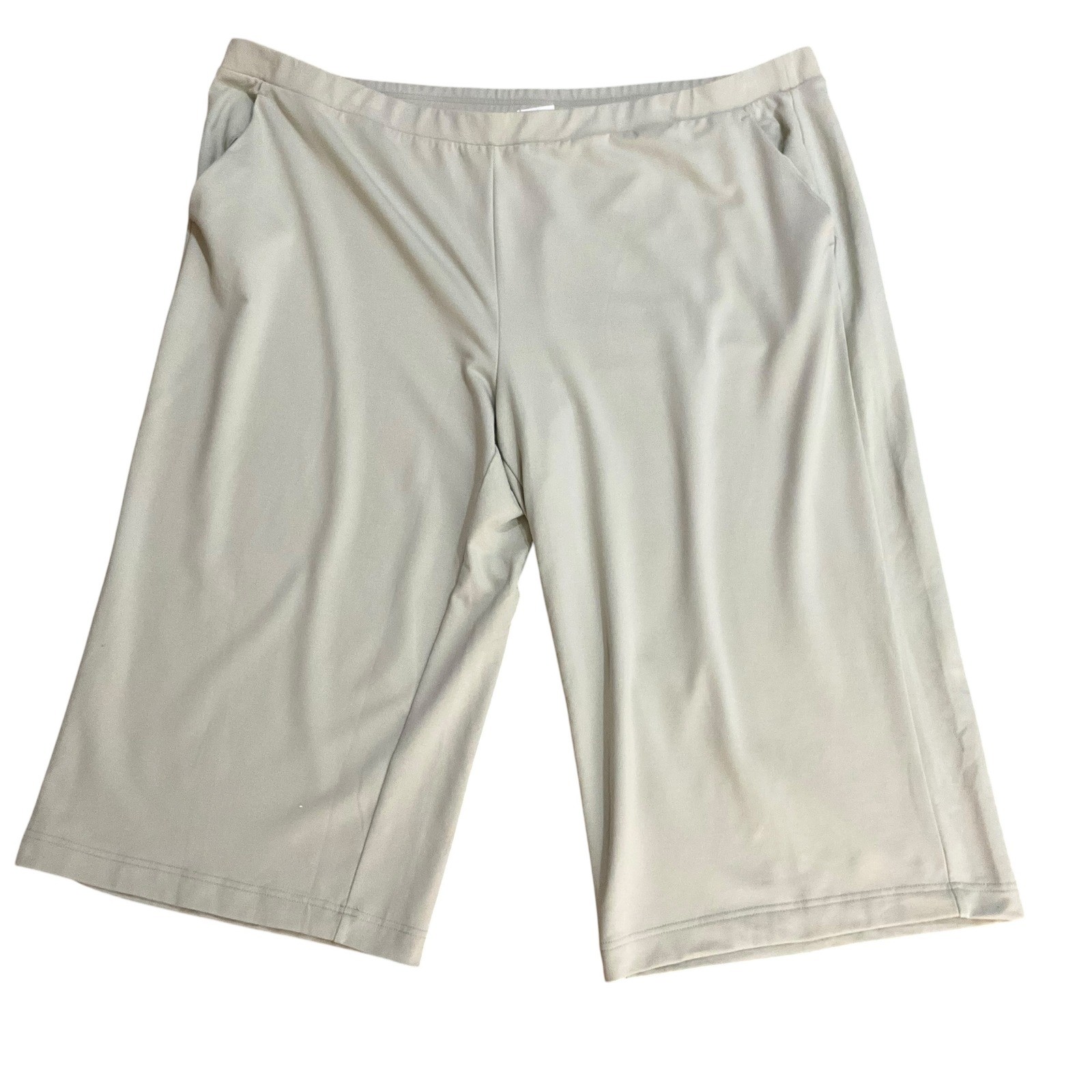 Encore by Idina Menzel French Terry Wide-Leg Cropped Pants Sage Green Size 3X