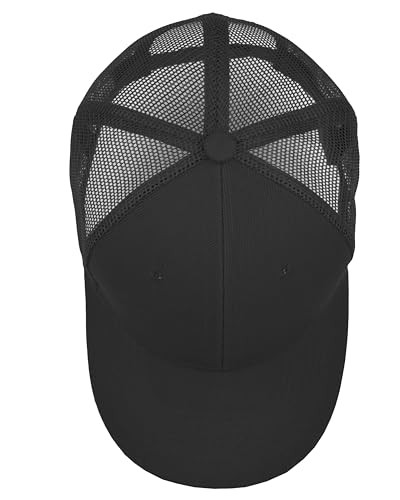 Gelante Mesh Trucker Baseball Cap Snapback Hat Structured Front Panel Black