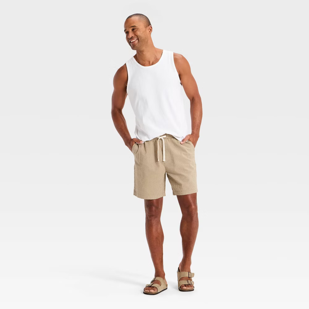 Men 7″ Seersucker Pull-On Shorts – Goodfellow & Co