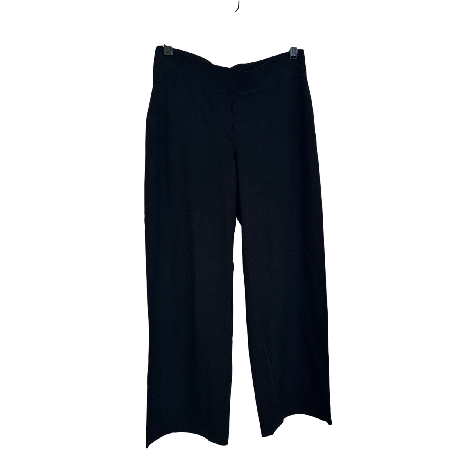 Eileen Fisher System Wide Leg Pull On Pants Size S Black Stretch Office Travel